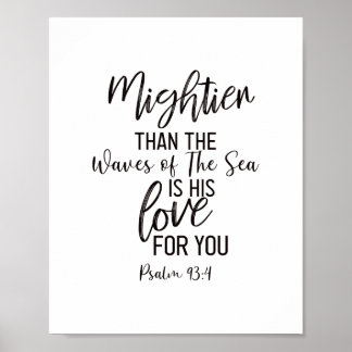 Höher als die Waves Bible Verse Wall Art Black Poster