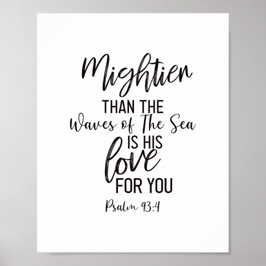 Höher als die Waves Bible Verse Wall Art Black Poster (Vorne)