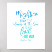 Höher als die Waves Bible Verse Wall Art Blue Poster (Vorne)