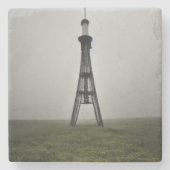 Hoher Antennenturm in Gloomy Haze Steinuntersetzer (Vorderseite)
