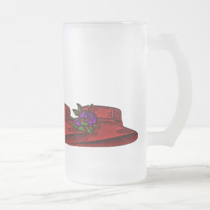 Hoher Brokat-rote Hut-Glas-Tasse Mattglas Bierglas