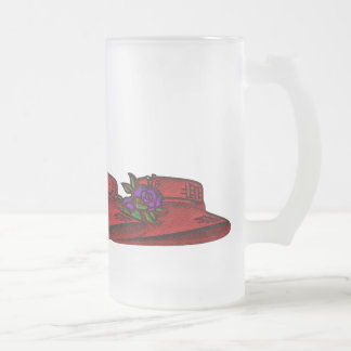 Hoher Brokat-rote Hut-Glas-Tasse Mattglas Bierglas
