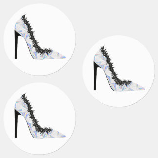 Hoher Fersenschuh mit Hologramm-Effekt Etiketten