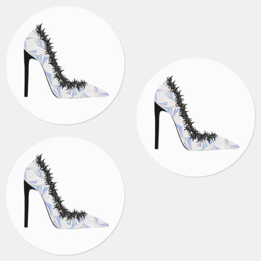 Hoher Fersenschuh mit Hologramm-Effekt Etiketten (Gruppe)