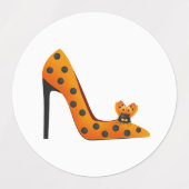 Hoher Fersenschuh mit orangefarbenem Textil Etiketten (Design 2)