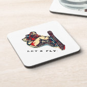 Hoher Flyer - Snowboarden Getränkeuntersetzer (Linke Seite)