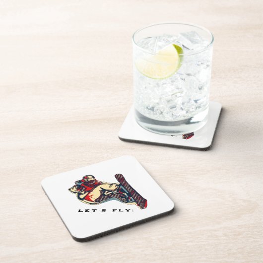 Hoher Flyer - Snowboarden Getränkeuntersetzer (Rechte Seite)