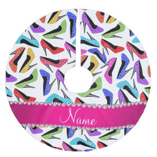 Hoher Heels des personalisierten weißen Polyester Weihnachtsbaumdecke (Vorderseite)