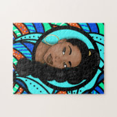 Hoher Ponytail, natürliche Schönheit, blaues Abstr Puzzle (Horizontal)