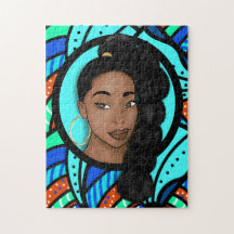 Hoher Ponytail, natürliche Schönheit, blaues Abstr