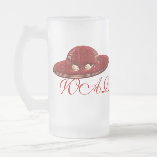 Hoher roter Hut-warnende GlasTasse Mattglas Bierglas (Links)