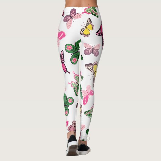 Hoher Schmetterling Scheckkarton und Tierdruck Leggings (Rückseite)