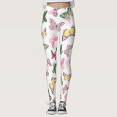 Hoher Schmetterling Scheckkarton und Tierdruck Leggings (Vorderseite)