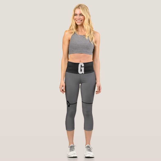 Hoher Taillgrau Capri Leggings (Vorderseite)