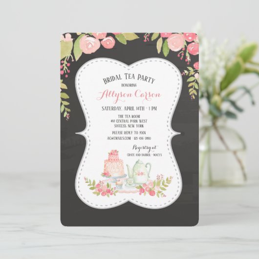 Hoher Tee-Brautparty-Einladung Einladung (Stehend Vorderseite)