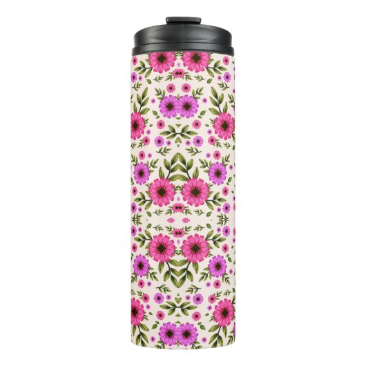 Hoher Tumbler mit Blumenmuster Thermosbecher (Vorderseite)