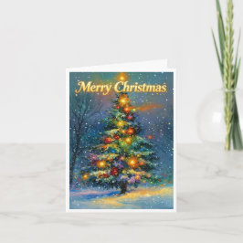Hoher Weihnachtsbaum mit froher Weihnacht  Karte
