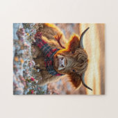 Höhere Kuh bei Sonnenuntergang Puzzle (Horizontal)