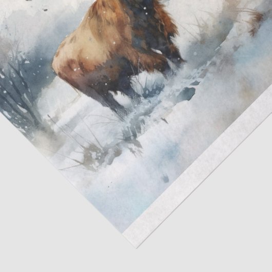 Höhere Kuh im Schneekollage 1 Dekoupage Papier (Ausschnitt)