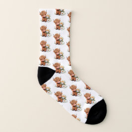 Höhere Kuh mit Blume Multiprint Socken