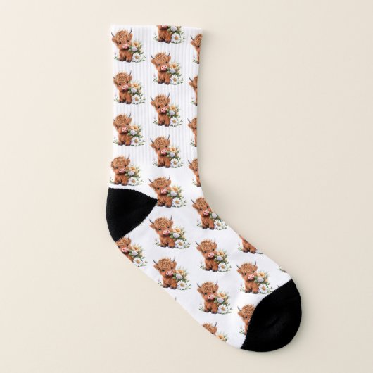 Höhere Kuh mit Blume Multiprint Socken (Links - Innen)