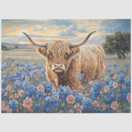 Höhere Kuh rosa und blaue Wildblumen Dekoupage Seidenpapier