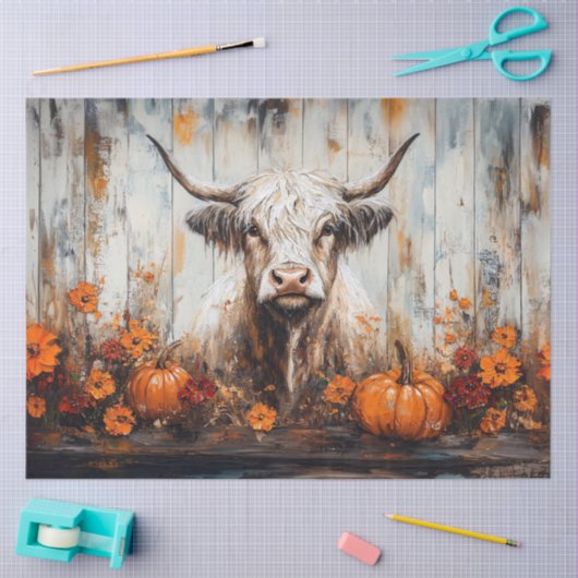 Höhere Kuh rustikale Herbstmalerei Dekoupage Seidenpapier (Basteln)