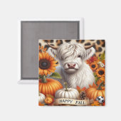 Höhere Kuh umgeben von Herbstpumpen Magnet (Vorderseite/Rückseite)