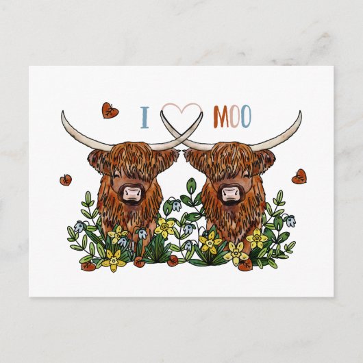 Höhere Kühe Liebe Sie Postkarte (Vorderseite)