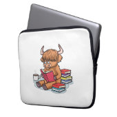 Höhere Rinderkühe lesen Bücher trinken Kaffeeklass Laptopschutzhülle (Vorderseite Links)