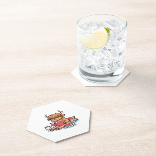 Höhere Rinderkühe lesen Bücher trinken Kaffeeklass Untersetzer (Vor Ort)