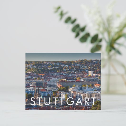 Höhere Stadtsicht Stuttgart Postkarte (Stehend Vorderseite)