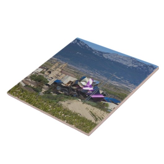 Höhere Stadtsicht und Hotel Marques de Riscal Fliese (Seite)