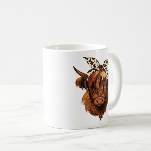 Höheres Kuhkopfdesign Kaffeetasse (VorderseiteRechts)