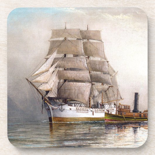 Hohes Hochseeschiff Clipper Untersetzer (Vorderseite)