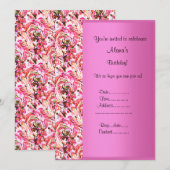 HOHES PINK FLORAL JEDEN ANLASS PARTY EINLADUNG (Vorne/Hinten)