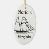 Hohes Schiffs-Logo Norfolks Virginia Keramik Ornament (Rechts)