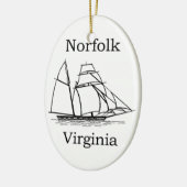 Hohes Schiffs-Logo Norfolks Virginia Keramik Ornament (Links)