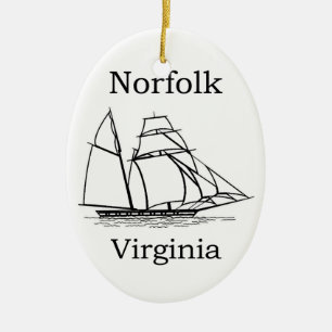 Hohes Schiffs-Logo Norfolks Virginia Keramik Ornament