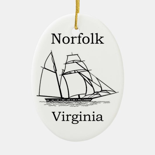Hohes Schiffs-Logo Norfolks Virginia Keramik Ornament (Vorne)