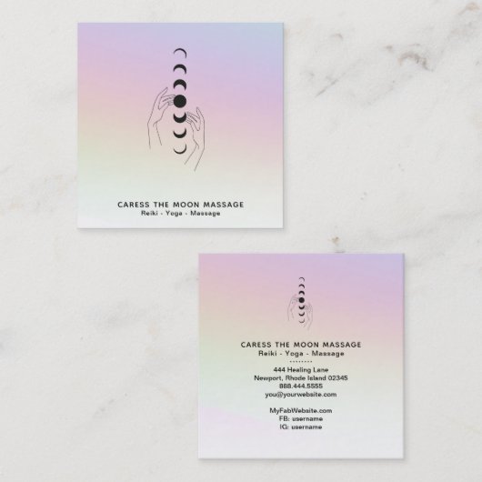 *~* Höhle Der Mond phassiert Himmelshänder Regenbo Quadratische Visitenkarte (Vorne/Hinten)