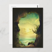 Höhle mit Blick auf das Landschaftliche Foto des T Postkarte (Vorne/Hinten)