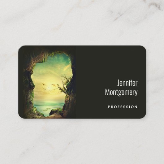 Höhle mit Blick auf das Landschaftliche Foto des T Visitenkarte (Vorderseite)