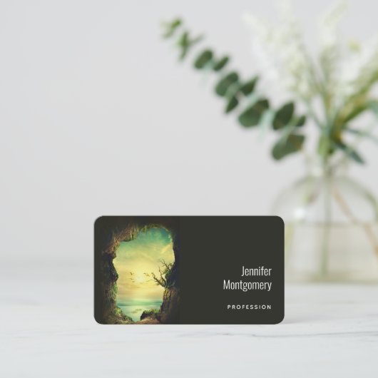 Höhle mit Blick auf das Landschaftliche Foto des T Visitenkarte (Stehend Vorderseite)