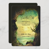 Höhle mit Blick auf das Meer Landschaftliches Foto Save The Date (Vorne/Hinten)