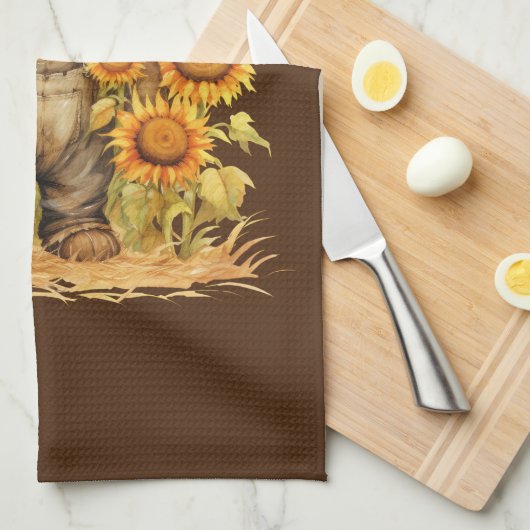 Höhle mit Sonnenblume Geschirrtuch (Viertel Falte)