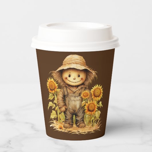 Höhle mit Sonnenblume Pappbecher (Vorderseite)