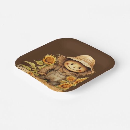 Höhle mit Sonnenblume Pappteller (Gewinkelt)