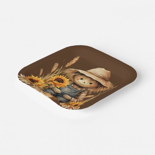 Höhle mit Sonnenblume Pappteller (Gewinkelt)