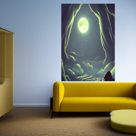 Höhle und Mond | AI Art Poster